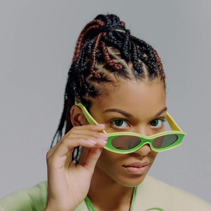 Geometric Frame Sunglasses,green, medium image number 2