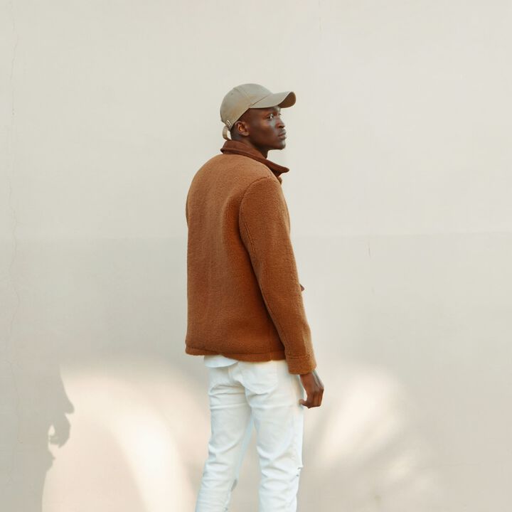 Textured Patch Sherpa Jacket,brown, medium image number 1