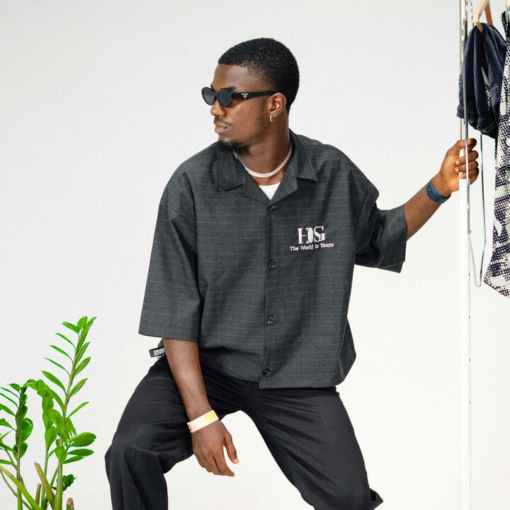 Graphic Button-Up Shirt,gray, medium image number 0