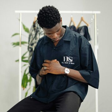 Graphic Button-Up Shirt,black, small image number 0