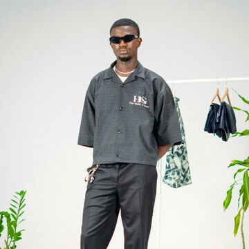 Graphic Button-Up Shirt,gray, small image number 1