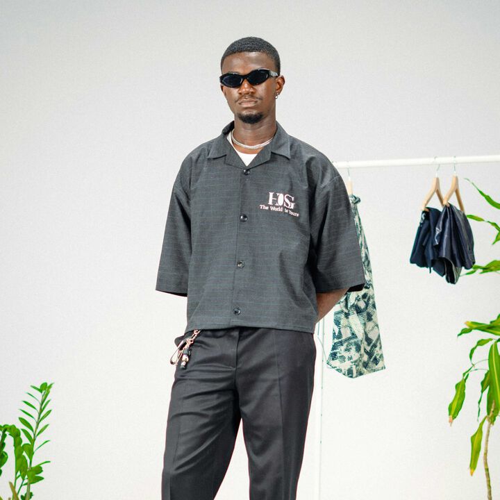 Graphic Button-Up Shirt,gray, medium image number 1